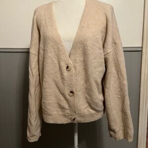 Carly Jean Los Angeles Light Blush/Cream Soft Cardigan Sweater